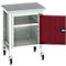 Bott verso werkbank, linoleumblad, 1 deur &amp; 1 plank, B 700 x D 600 x H 930 mm, lichtgrijs/paarsrood