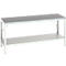 Bott verso werkbank, linoleumblad, met legbord, B 2000 x D 800 x H 780 - 930 mm, RAL 7035 lichtgrijs
