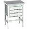 Bott verso werkbank, linoleumblad, met set dwarsverbindingen, 3 laden, B 700 x D 600 x H 780 - 930 mm, lichtgrijs