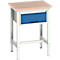Bott verso werkbank, multiplex werkblad, 1 lade, met kruisschoorset, B 700 x D 600 x H 780 - 930 mm, RAL 7035 lichtgrijs / gentiaanblauw