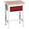 Bott verso werkbank, multiplex werkblad, 1 lade, met kruisschoorset, B 700 x D 600 x H 780 - 930 mm, RAL 7035 lichtgrijs / paarsrood