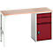 Bott verso werkbank onderbouw, multiplex legbord, 2 laden, 1 deur, 1 legbord, B 1500 x D 600 x H 930 mm, lichtgrijs/paarsrood