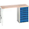 Bott verso werkbank, tot 600 kg, 7 laden, B 1500 x D 600 x H 930 mm, beuken multiplex, staal, grijs