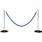 Two silver posts with a blue velvet rope, which delimits a passage.