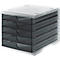 Box à tiroirs styro® styroswing light, 5 tiroirs, blocage de l'extraction &amp; poignée encastrée, empilable, L 270 x P 340 x H 255 mm, polystyrène, transparent-anthracite