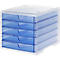 Box à tiroirs styro® styroswing light, 5 tiroirs, blocage de l'extraction &amp; poignée encastrée, empilable, L 270 x P 340 x H 255 mm, polystyrène, transparent-bleu clair