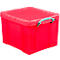Box, kunststof, transparant rood, 35 l
