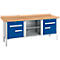 Box-type werkbank Schäfer Shop Select PW 200-0, beuken multiplex blad, tot 750 kg, B 2000 x D 700 x H 840 mm, gentiaanblauw