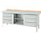 Box-type werkbank Schäfer Shop Select PW 200-2, beuken multiplex blad, met stalen afdekking, tot 750 kg, B 2000 x D 700 x H 840 mm, lichtgrijs