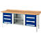 Box-type werkbank Schäfer Shop Select PW 200-2, beuken multiplex blad, tot 750 kg, B 2000 x D 700 x H 840 mm, gentiaanblauw