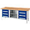 Box-type werkbank Schäfer Shop Select PW 200-2, beuken multiplex blad, tot 750 kg, B 2000 x D 700 x H 840 mm, gentiaanblauw