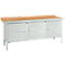 Box-type werkbank Schäfer Shop Select PW 200-3, beuken multiplex blad, met stalen rand, tot 750 kg, B 2000 x D 700 x H 840 mm, lichtgrijs