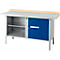 Box-type werkbank Schäfer Shop Select PWi 150-1, beuken multiplex blad, met stalen afdekking, tot 750 kg, B 1500 x D 700 x H 840 mm, gentiaanblauw