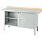 Box-type werkbank Schäfer Shop Select PWi 150-1, beuken multiplex blad, met stalen afdekking, tot 750 kg, B 1500 x D 700 x H 840 mm, lichtgrijs