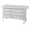 Box-type werkbank Schäfer Shop Select PWi 150-6, beuken multiplex blad, met stalen afdekking, tot 750 kg, B 1500 x D 700 x H 840 mm, blank aluminium
