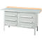 Box-type werkbank Schäfer Shop Select PWi 150-6, beuken multiplex blad, met stalen afdekking, tot 750 kg, B 1500 x D 700 x H 840 mm, lichtgrijs
