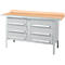 Box-type werkbank Schäfer Shop Select PWi 150-6, beuken multiplex blad, met stalen rand, tot 750 kg, B 1500 x D 700 x H 840 mm, blank aluminium
