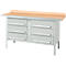 Box-type werkbank Schäfer Shop Select PWi 150-6, beuken multiplex blad, met stalen rand, tot 750 kg, B 1500 x D 700 x H 840 mm, lichtgrijs