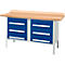 Box-type werkbank Schäfer Shop Select PWi 150-6, beuken multiplex blad, tot 750 kg, B 1500 x D 700 x H 840 mm, gentiaanblauw