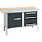 Box-type werkbank Schäfer Shop Select PWi 150-7, beuken multiplex blad, met stalen afdekking, tot 750 kg, B 1500 x D 700 x H 840 mm, antraciet
