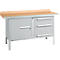 Box-type werkbank Schäfer Shop Select PWi 150-7, beuken multiplex blad, met stalen rand, tot 750 kg, B 1500 x D 700 x H 840 mm, blank aluminium