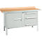Box-type werkbank Schäfer Shop Select PWi 150-7, beuken multiplex blad, met stalen rand, tot 750 kg, B 1500 x D 700 x H 840 mm, lichtgrijs