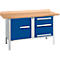 Box-type werkbank Schäfer Shop Select PWi 150-7, beuken multiplex blad, tot 750 kg, B 1500 x D 700 x H 840 mm, gentiaanblauw
