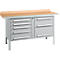 Box-type werkbank Schäfer Shop Select PWi 150-8, beuken multiplex blad, met stalen rand, tot 750 kg, B 1500 x D 700 x H 840 mm, blank aluminium