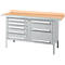 Box-type werkbank Schäfer Shop Select PWi 150-8, beuken multiplex blad, met stalen rand, tot 750 kg, B 1500 x D 700 x H 840 mm, blank aluminium