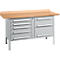 Box-type werkbank Schäfer Shop Select PWi 150-8, beuken multiplex blad, tot 750 kg, B 1500 x D 700 x H 840 mm, blank aluminium