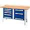 Box-type werkbank Schäfer Shop Select PWi 150-8, beuken multiplex blad, tot 750 kg, B 1500 x D 700 x H 840 mm, gentiaanblauw