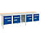 Box-type werkbank Schäfer Shop Select PWi 300-0, beuken multiplex blad, met stalen afdekking, tot 750 kg, B 3000 x D 700 x H 840 mm, gentiaanblauw