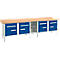 Box-type werkbank Schäfer Shop Select PWi 300-0, beuken multiplex blad, tot 750 kg, B 3000 x D 700 x H 840 mm, gentiaanblauw