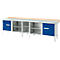 Box-type werkbank Schäfer Shop Select PWi 300-1, beuken multiplex blad, met stalen afdekking, tot 750 kg, B 3000 x D 700 x H 840 mm, gentiaanblauw