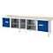 Box-type werkbank Schäfer Shop Select PWi 300-1, beuken multiplex blad, met stalen afdekking, tot 750 kg, B 3000 x D 700 x H 840 mm, gentiaanblauw