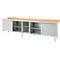 Box-type werkbank Schäfer Shop Select PWi 300-1, beuken multiplex blad, met stalen rand, tot 750 kg, B 3000 x D 700 x H 840 mm, blank aluminium