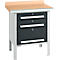 Box-type werkbank Schäfer Shop Select PWi 75-7, beuken decor multiplex blad, met stalen rand, tot 750 kg, B 750 x D 700 x H 840 mm