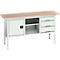 Box werkbank Bott verso, met multiplex legbord, 3 laden &amp; 1 legbord &amp; 1 deur, B 1750 x D 600 x H 830 - 930 mm, RAL 7035 lichtgrijs