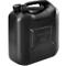 Zwarte jerrycan met handvat en vulhals. Opschrift 'hönersdorff' en '20L'.