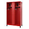 Brandweerkluis C+P Evolo Maxi, 4 vakken voor 2 personen, met helmhouder, met poten, B 1200 x D 500 x H 1950 mm, RAL 3000 vuurrood/RAL 7021 zwartgrijs