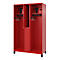 Brandweerkluis C+P Evolo Maxi, 4 vakken voor 2 personen, met helmhouder, met poten, B 1200 x D 500 x H 1950 mm, RAL 3000 vuurrood/RAL 7021 zwartgrijs