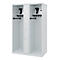 Brandweerkluis C+P Evolo Maxi, 4 vakken voor 2 personen, met helmhouder, vloerglijders, B 1200 x D 500 x H 1850 mm, RAL 7035 lichtgrijs