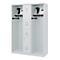 Brandweerkluis C+P Evolo Maxi, 4 vakken voor 2 personen, met helmhouder, vloerglijders, B 1300 x D 500 x H 1850 mm, RAL 7035 lichtgrijs