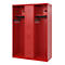 Brandweerkluis C+P Evolo Maxi, 4 vakken voor 2 personen, zonder helmhouder, vloerglijders, B 1300 x D 500 x H 1850 mm, RAL 3000 vuurrood