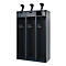 Brandweerkluis C+P Evolo PRAKTUS, 3 vakken, helmhouder, met sokkel, vloerglijders, B 1200 x D 500 x H 1850 mm, RAL 7016 antracietgrijs