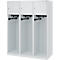 Brandweerkluis C+P Evolo Youngster, 3 vakken, zonder helmhouder, vloerglijders, B 1200 x D 500 x H 1530 mm, RAL 7035 lichtgrijs