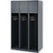 Brandweerkluis C+P Evolo Youngster, 3 vakken, zonder helmhouder, vloerglijders, B 900 x D 500 x H 1530 mm, RAL 7016 antracietgrijs