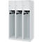 Brandweerkluis C+P Evolo Youngster, 3 vakken, zonder helmhouder, vloerglijders, B 900 x D 500 x H 1530 mm, RAL 7035 lichtgrijs