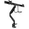 Bras pour écran Fellowes® Eppa™, pour 2 écrans jusqu'à 32' &amp; 8 kg chacun, réglable en hauteur/rotatif/pivotant/inclinable, design Crossbar, passage de câbles, pince de table, noir