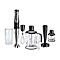 Braun Stabmixer-Set in Schwarz mit Edelstahl-Mixfuß, Schneebesen, großem Mixbehälter und weiterem Zubehör.